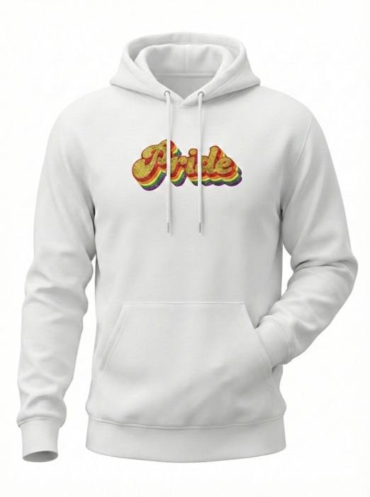 BLUZA "BE PROUD" PRIDE z kapturem / z haftem płaskim / biała