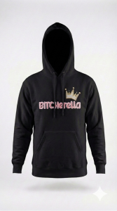 BLUZA Z HAFTEM 3D BITCHERELLA z kapturem CZARNA
